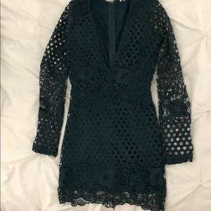 Tobi Plunging Long Sleeve Mini Dress